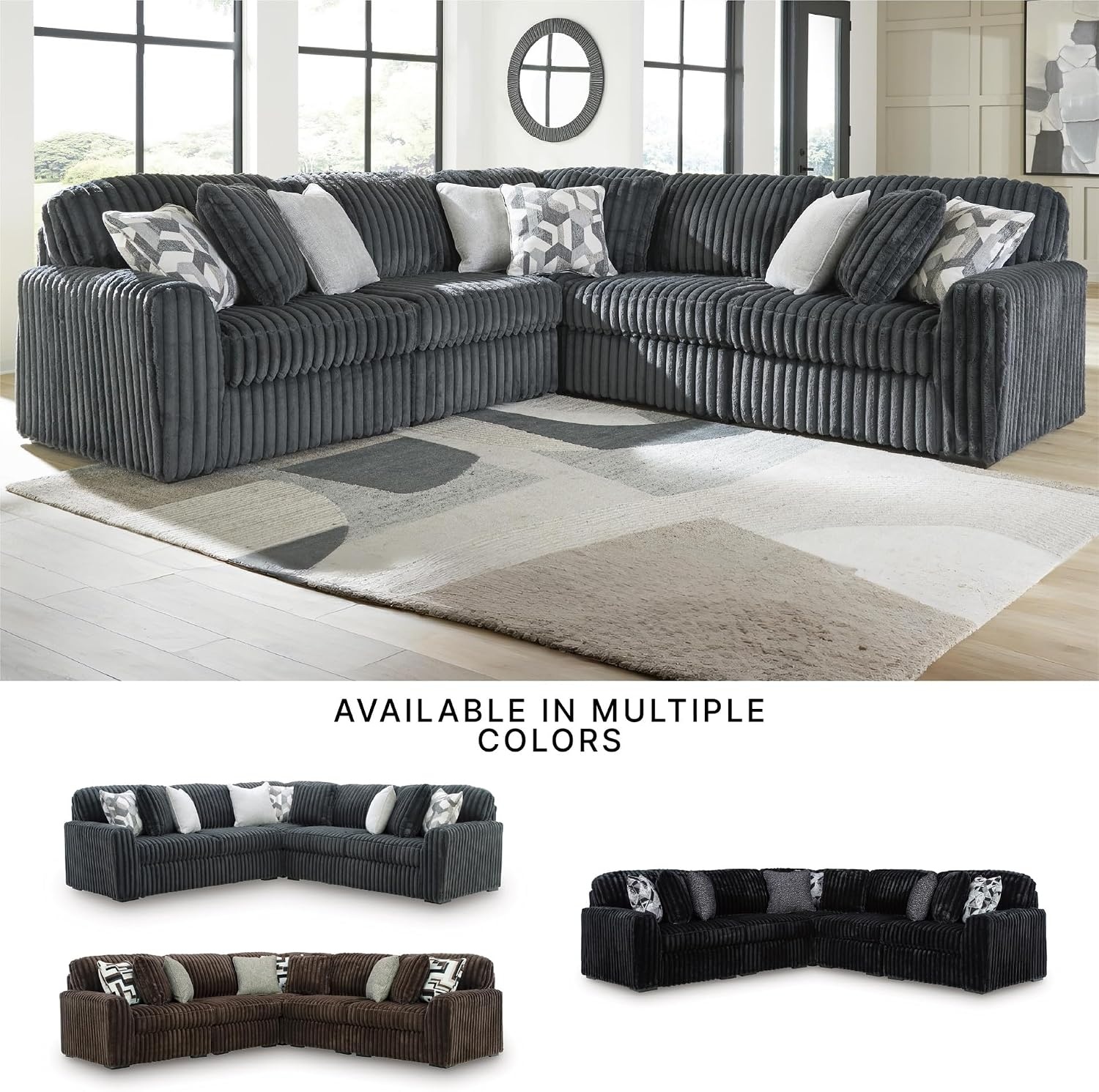 image:imageSignature Design by Ashley MidnightMadness Oversized Ottoman GunmetalGrey