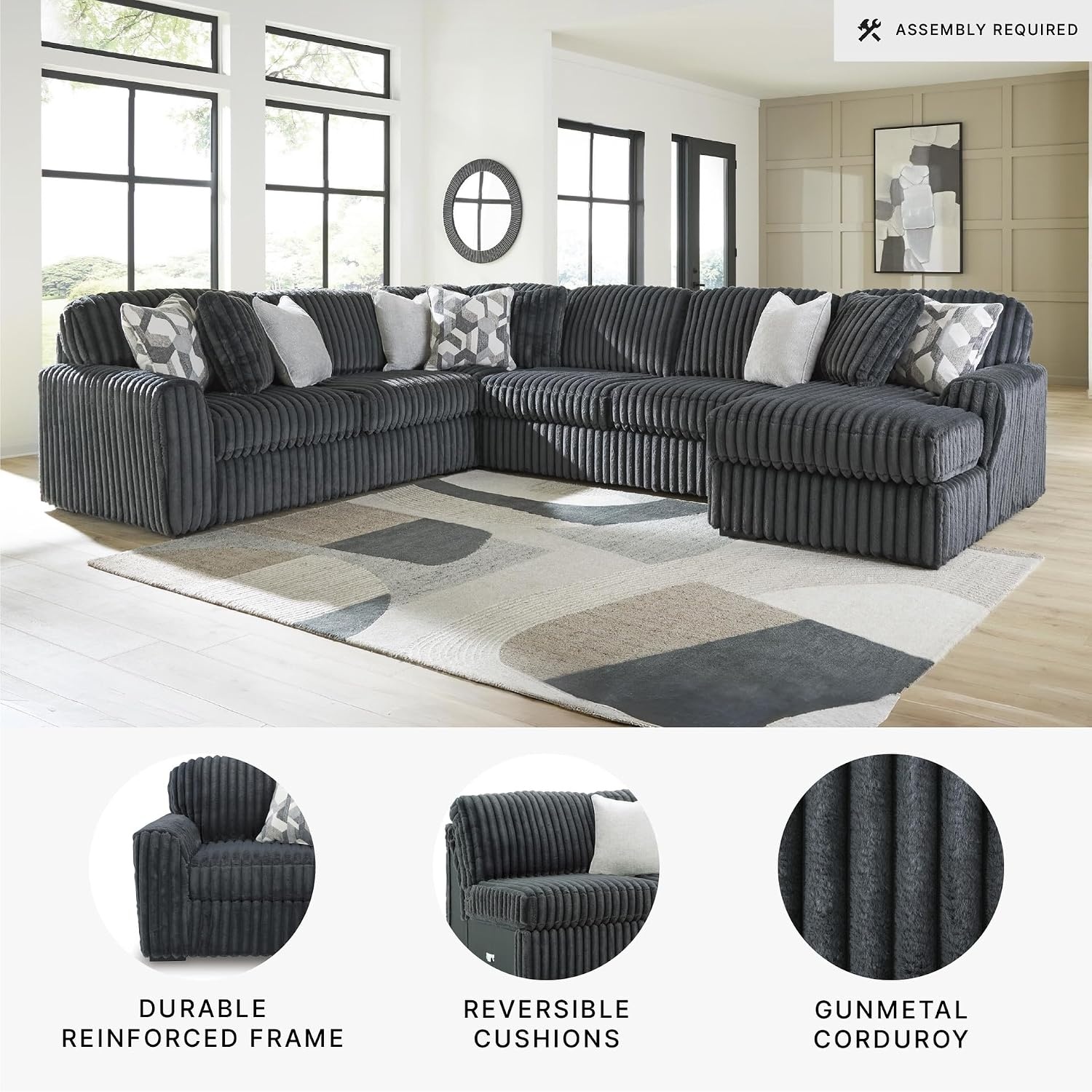 image:imageSignature Design by Ashley MidnightMadness Oversized Ottoman GunmetalGrey