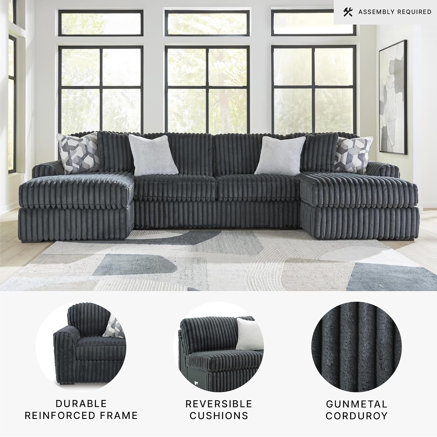 image:imageSignature Design by Ashley MidnightMadness Oversized Ottoman GunmetalGrey