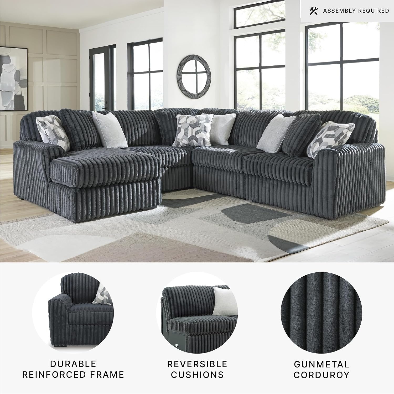 image:imageSignature Design by Ashley MidnightMadness Oversized Ottoman GunmetalGrey