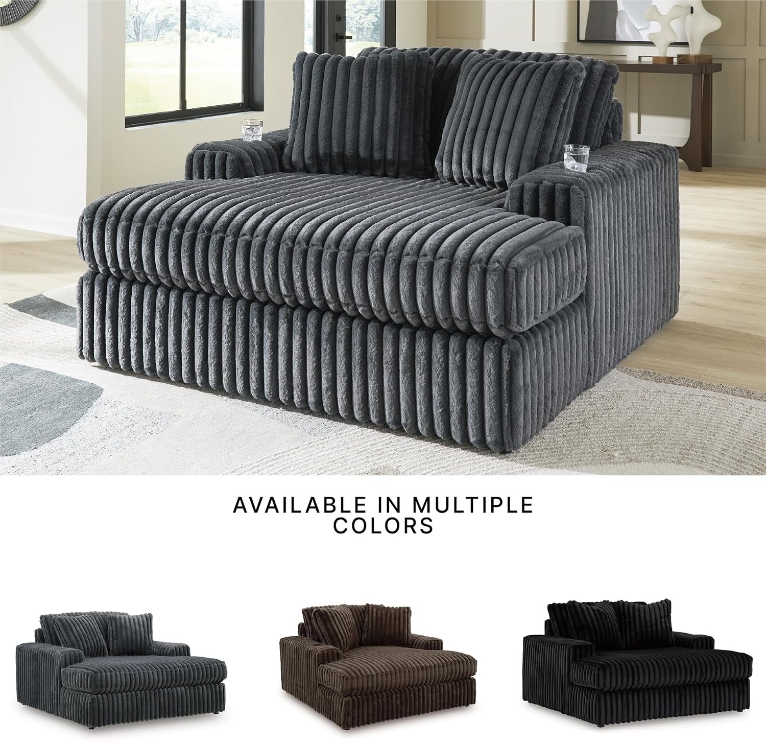 image:imageSignature Design by Ashley MidnightMadness Oversized Ottoman GunmetalGrey