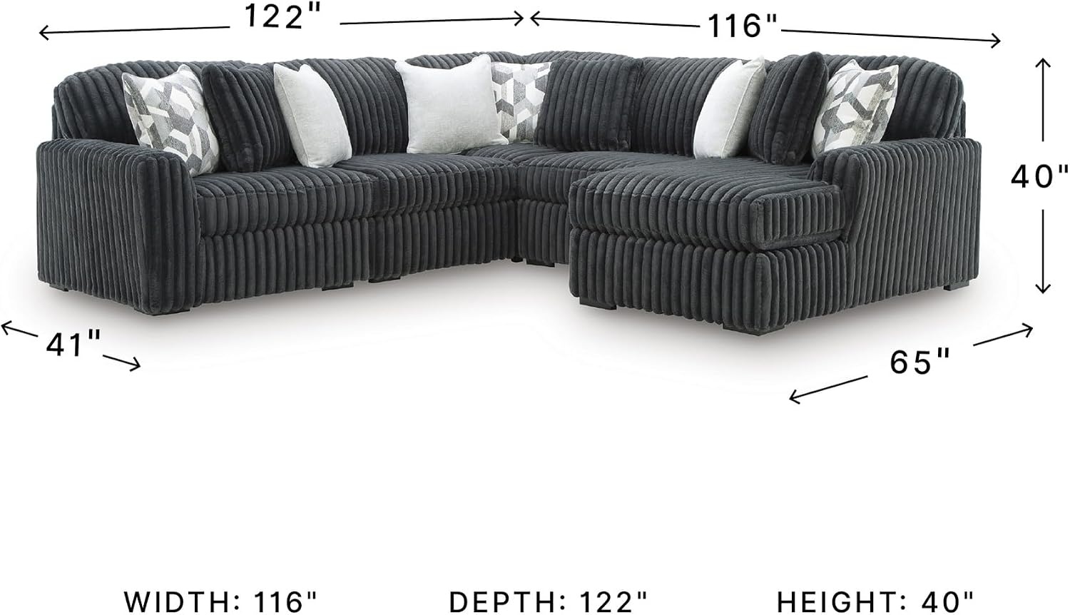 image:imageSignature Design by Ashley MidnightMadness Oversized Ottoman GunmetalGrey
