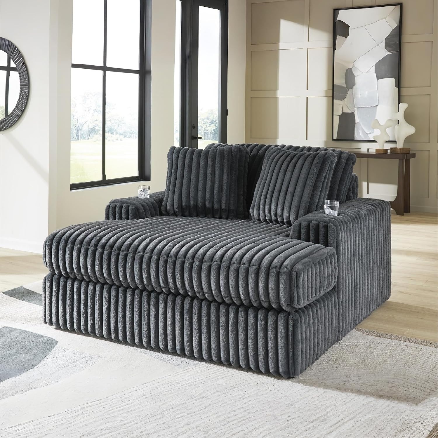image:imageSignature Design by Ashley MidnightMadness Oversized Ottoman GunmetalGrey