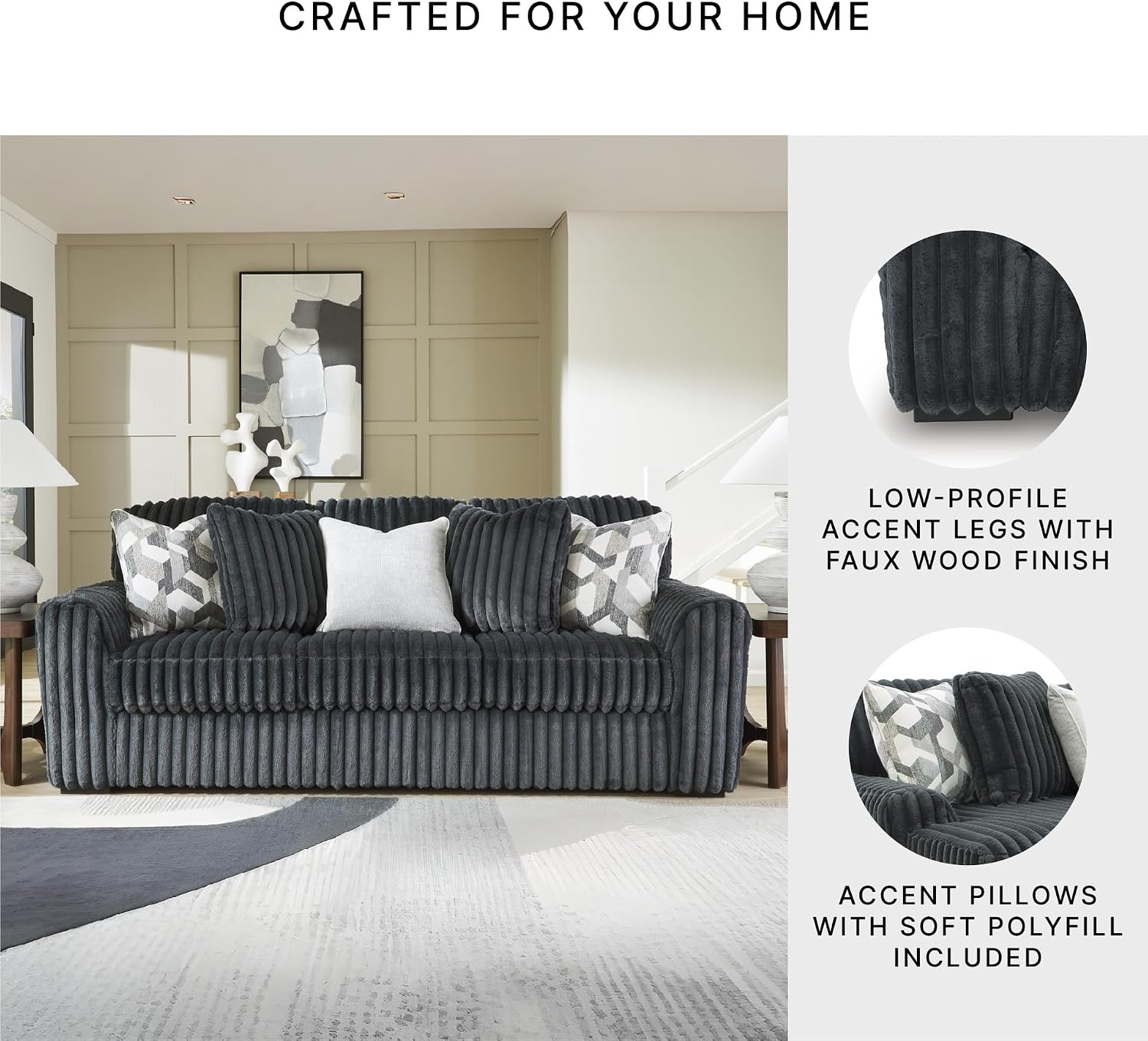 image:imageSignature Design by Ashley MidnightMadness Oversized Ottoman GunmetalGrey