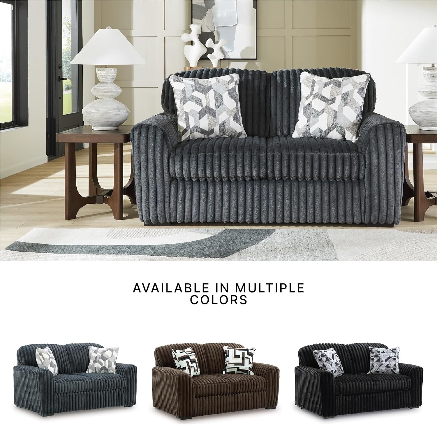 image:imageSignature Design by Ashley MidnightMadness Oversized Ottoman GunmetalGrey