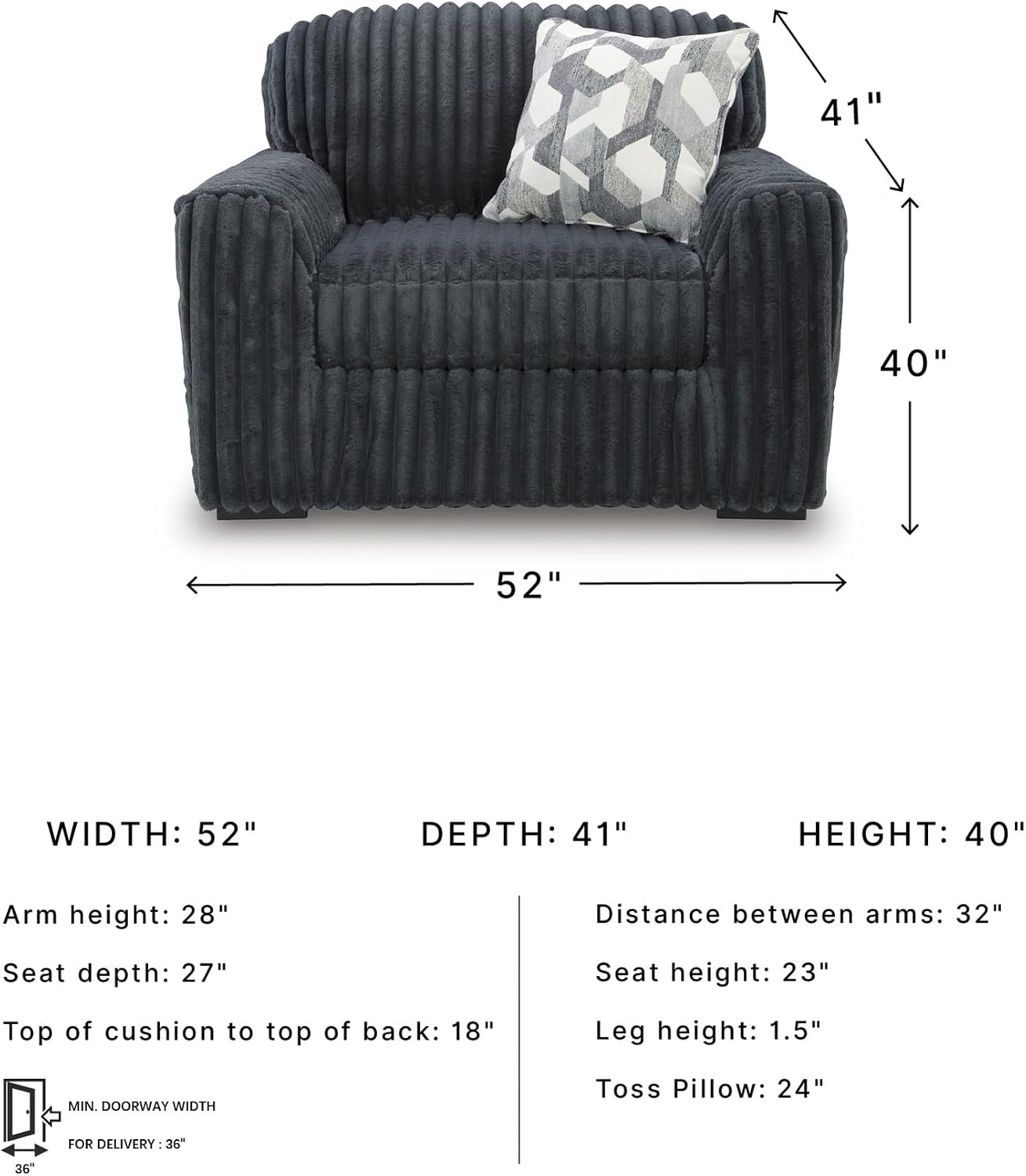 image:imageSignature Design by Ashley MidnightMadness Oversized Ottoman GunmetalGrey