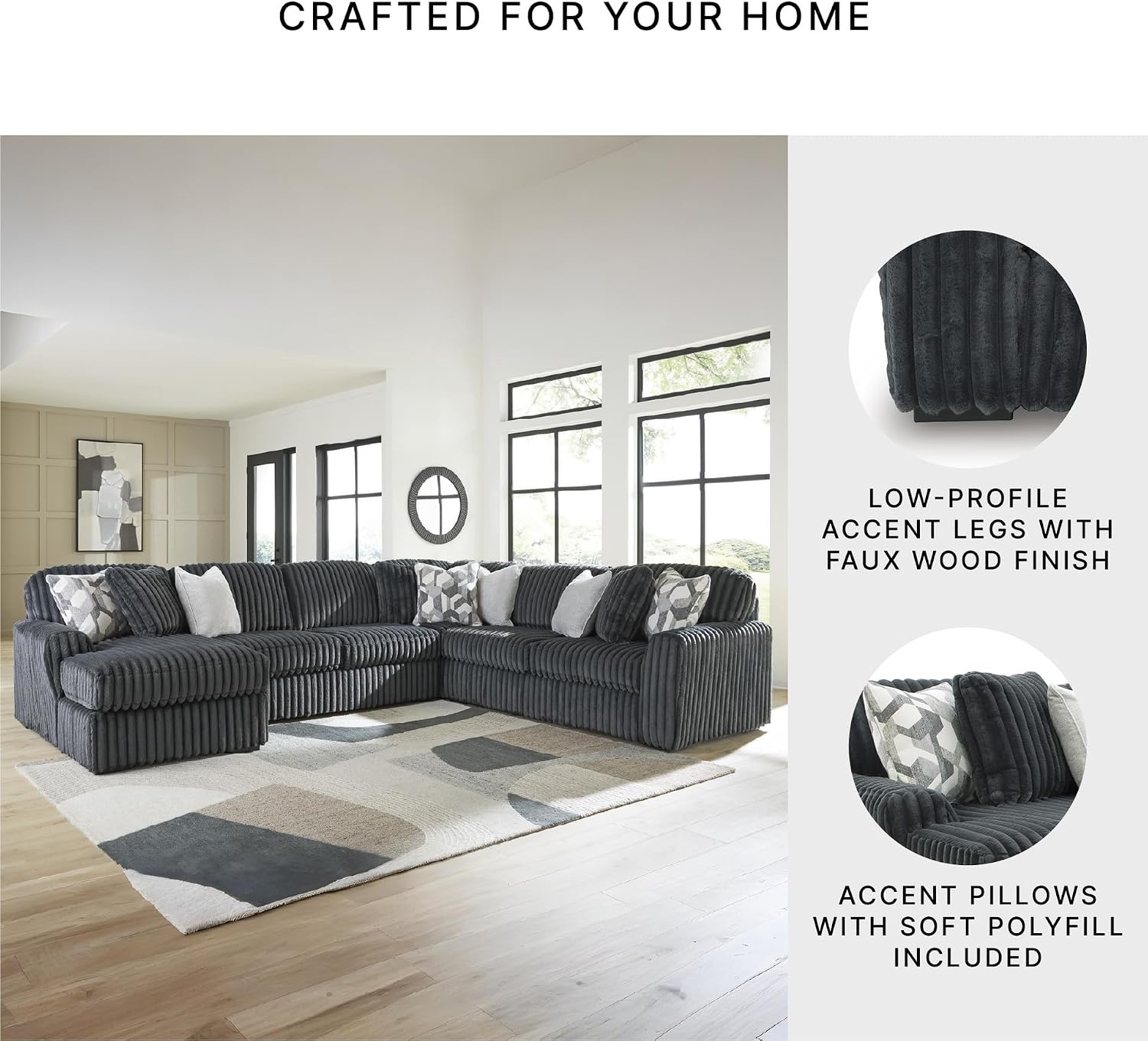 image:imageSignature Design by Ashley MidnightMadness Oversized Ottoman GunmetalGrey