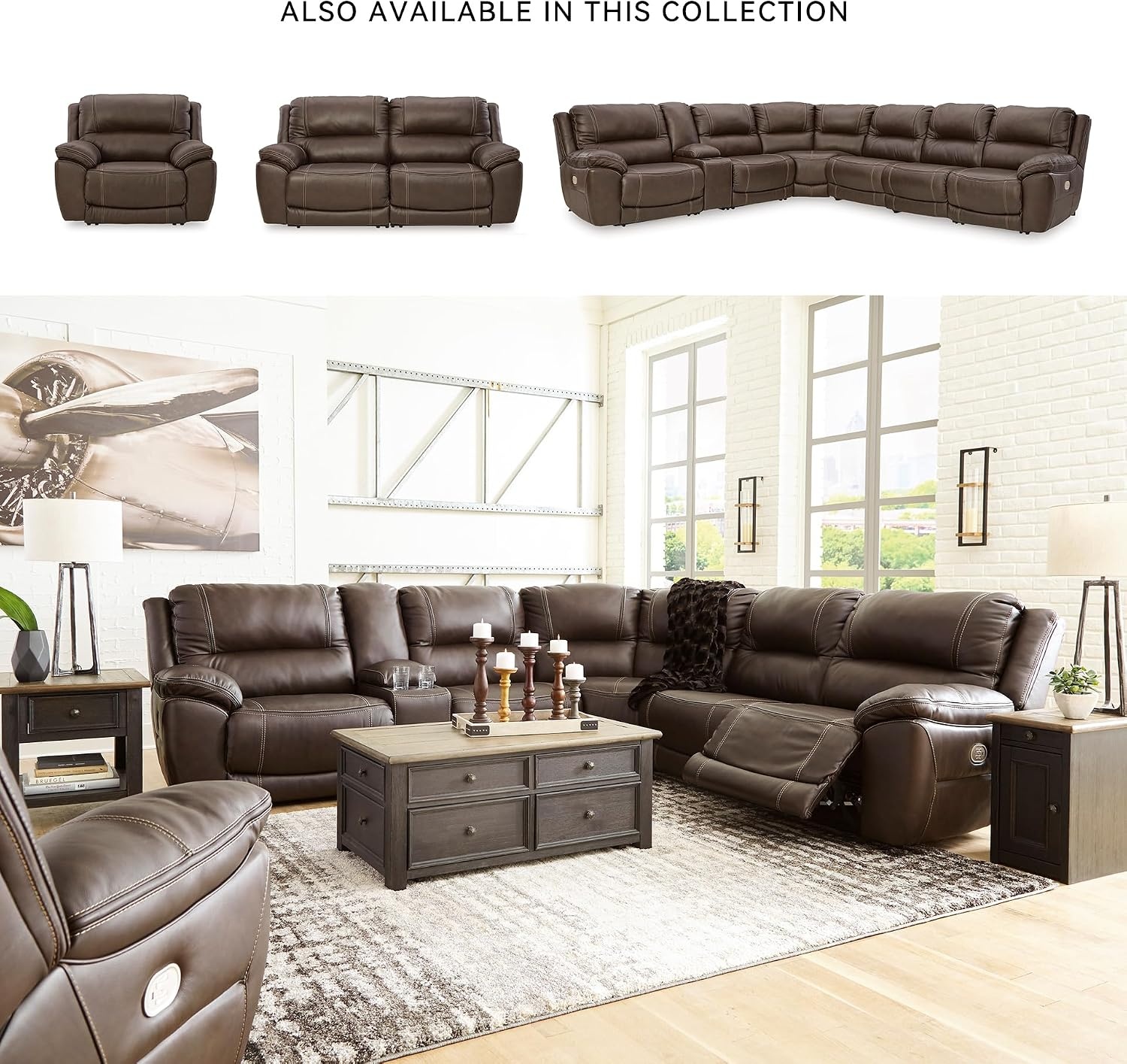 image:imageSignature Design by Ashley 5Piece Power Reclining Sectional ChocolateBrown