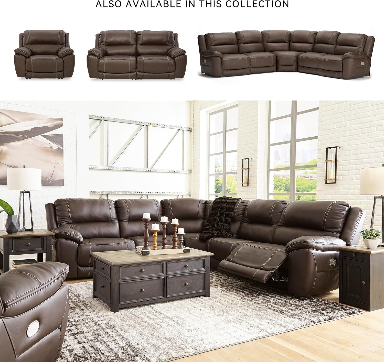 image:imageSignature Design by Ashley 5Piece Power Reclining Sectional ChocolateBrown