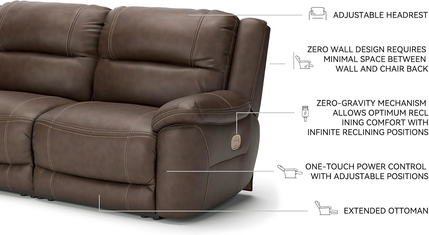 image:imageSignature Design by Ashley 5Piece Power Reclining Sectional ChocolateBrown