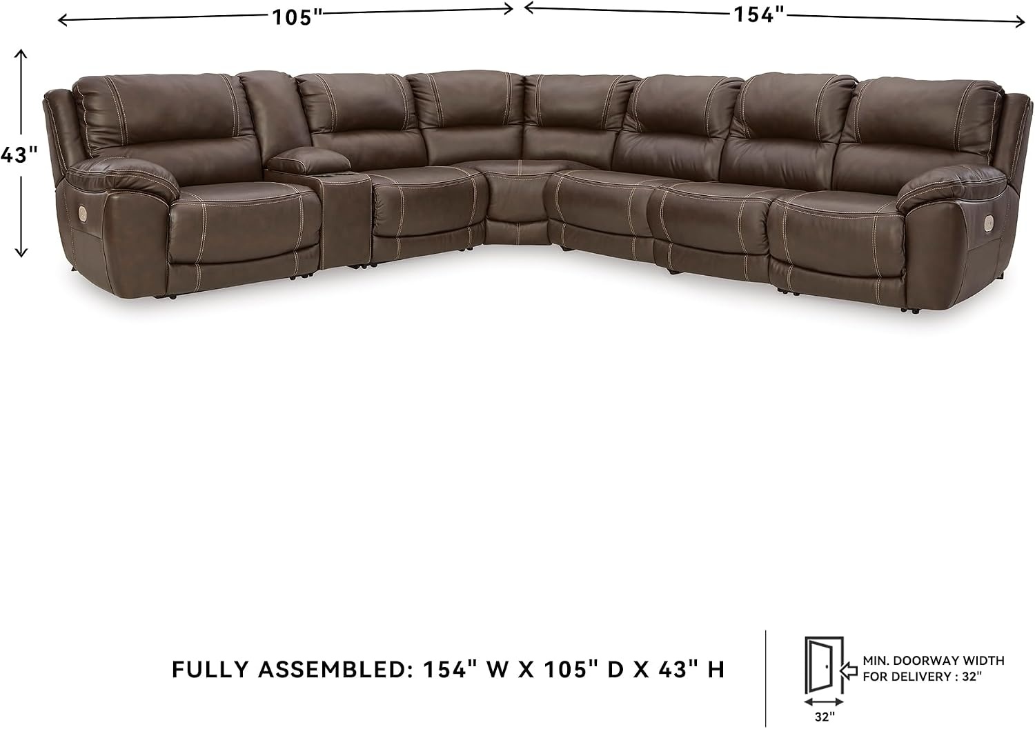image:imageSignature Design by Ashley 5Piece Power Reclining Sectional ChocolateBrown