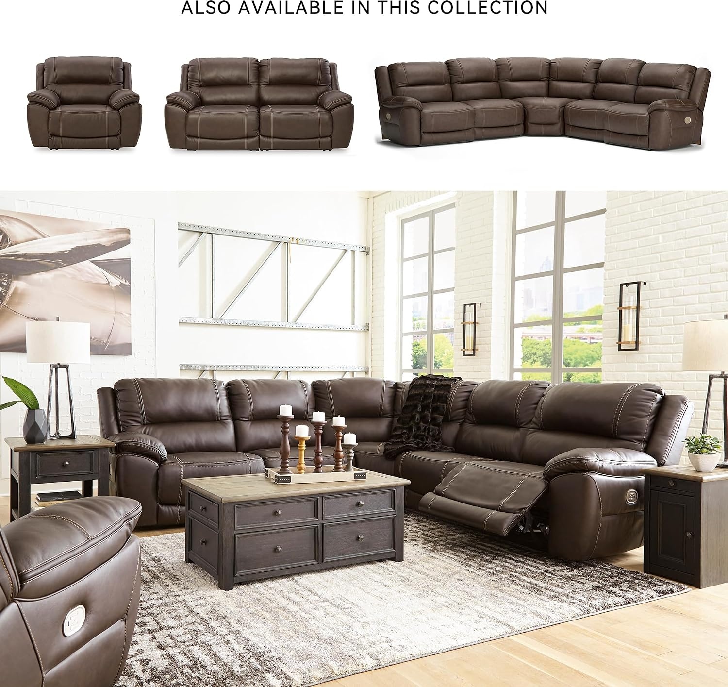 image:imageSignature Design by Ashley 5Piece Power Reclining Sectional ChocolateBrown