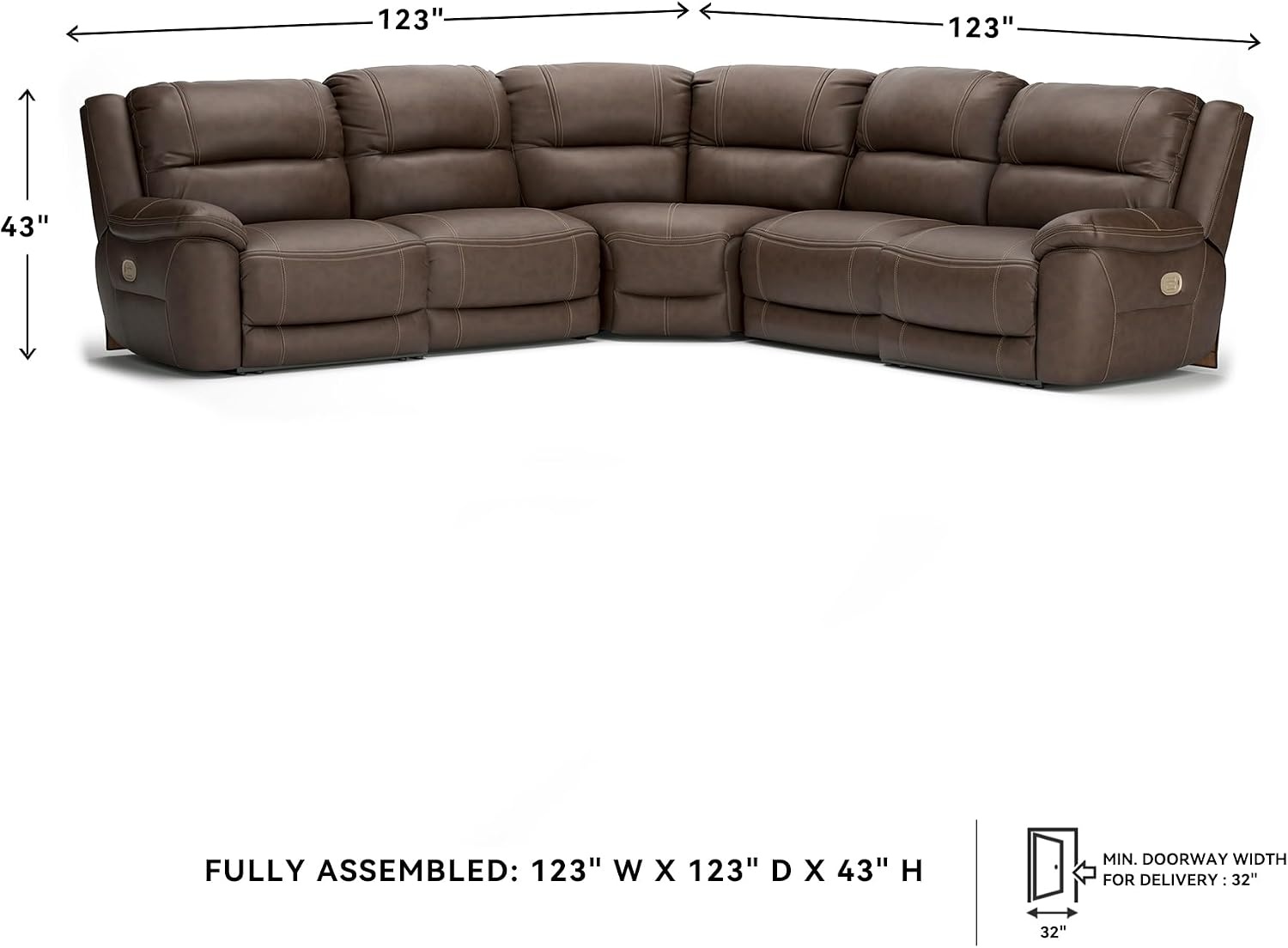image:imageSignature Design by Ashley 5Piece Power Reclining Sectional ChocolateBrown