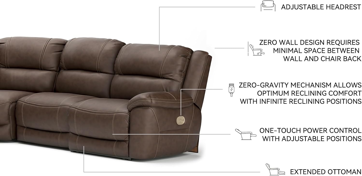 image:imageSignature Design by Ashley 5Piece Power Reclining Sectional ChocolateBrown