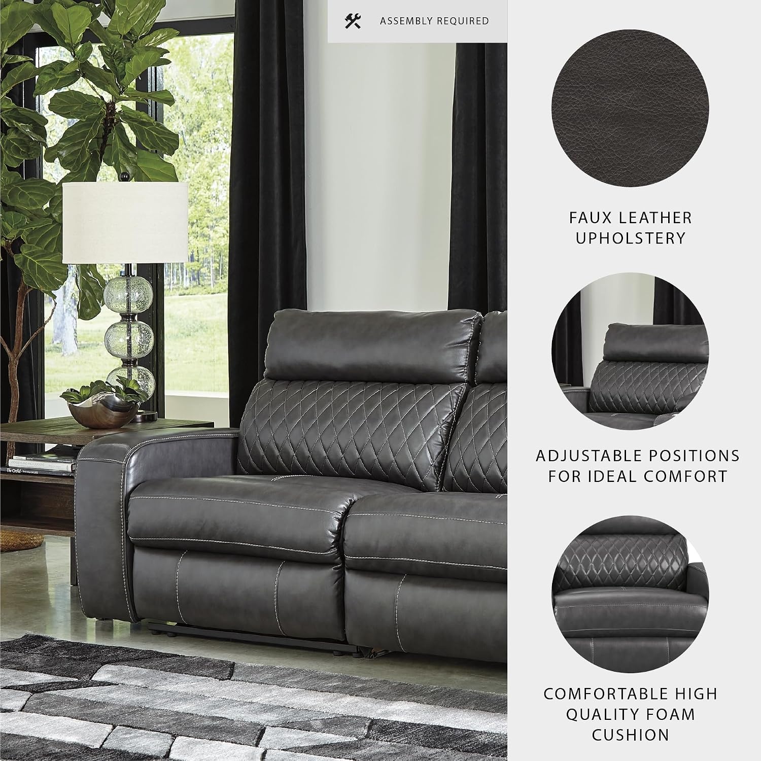 image:imageSignature Design by Ashley Samperstone 3Piece Power Reclining SectionalGrey