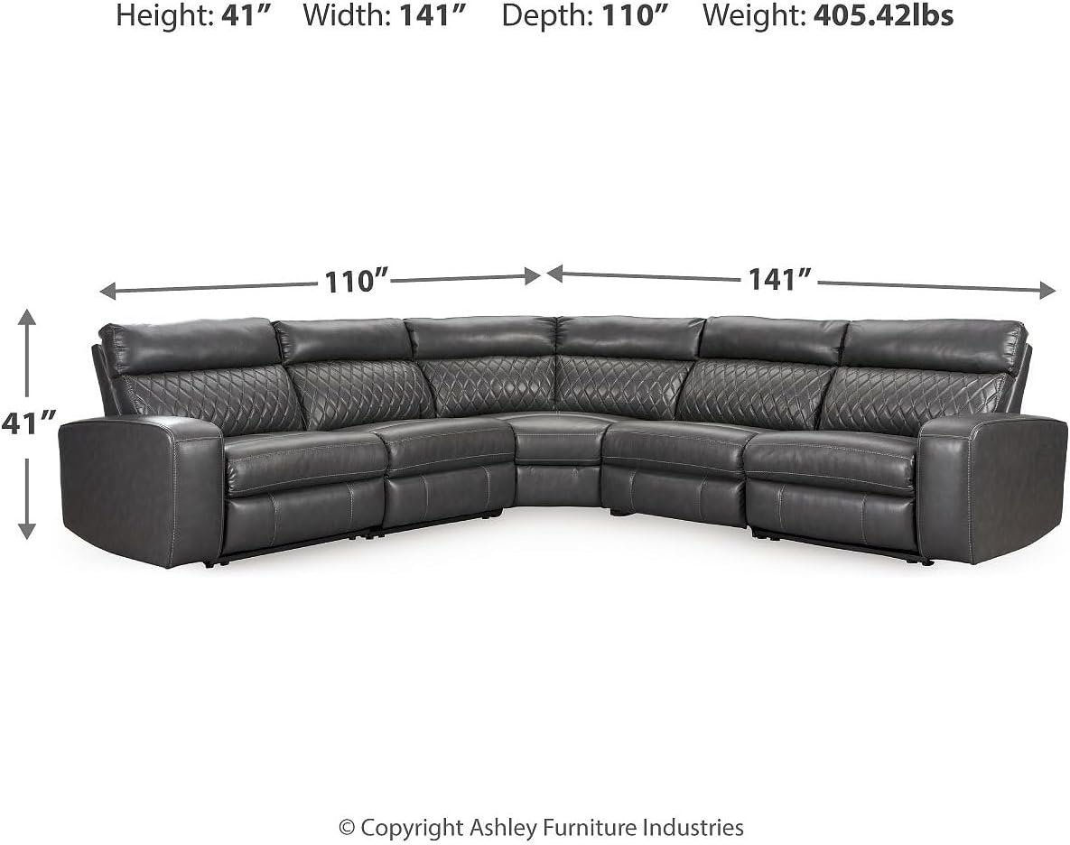 image:imageSignature Design by Ashley Samperstone 3Piece Power Reclining SectionalGrey