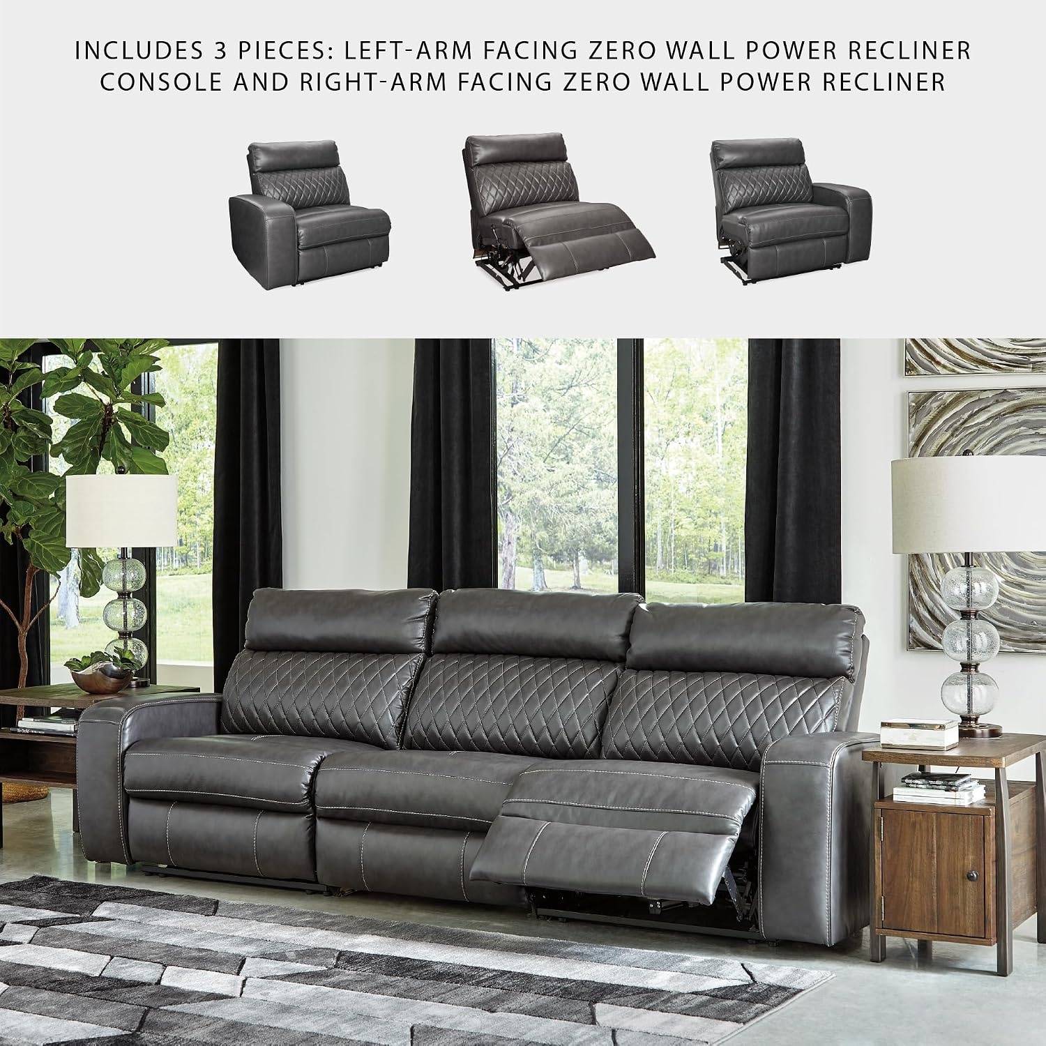 image:imageSignature Design by Ashley Samperstone 3Piece Power Reclining SectionalGrey