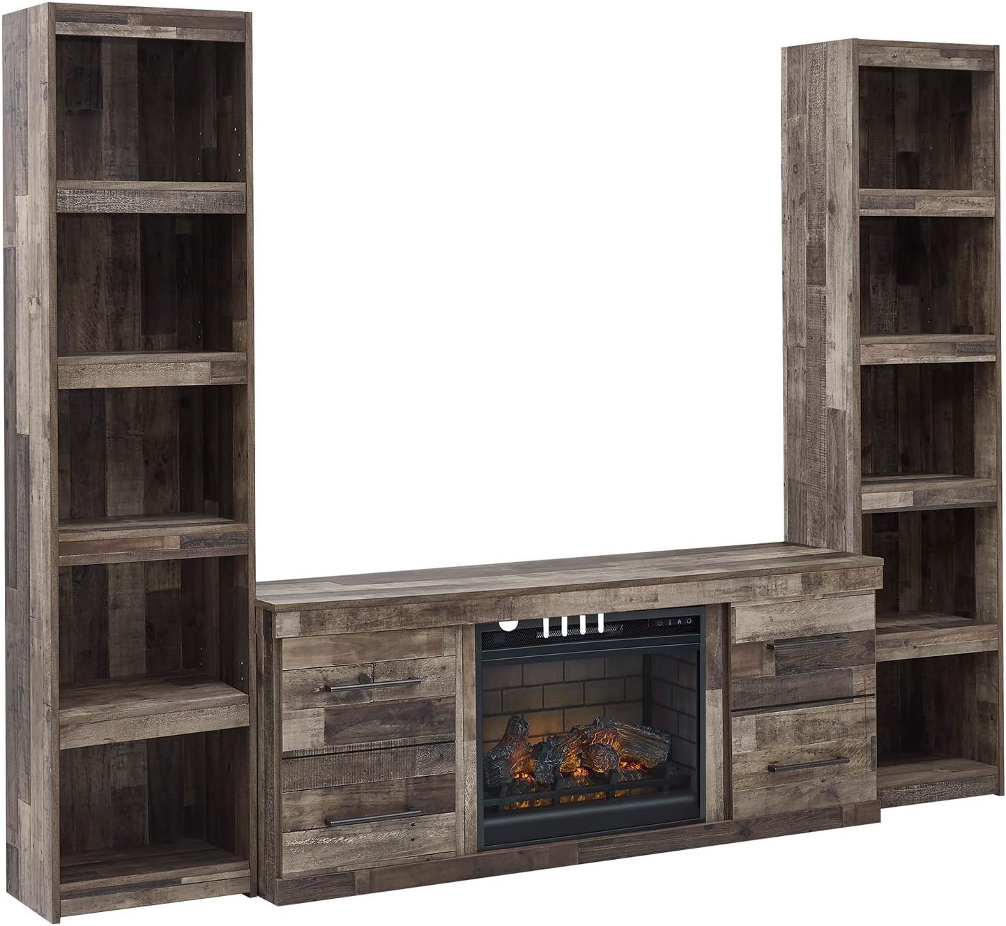 image:imageSignature Design by Ashley Derekson Farmhouse 4Piece Entertainment Center with Electric Fireplace for TVs up to 69 GrayMulti Gray