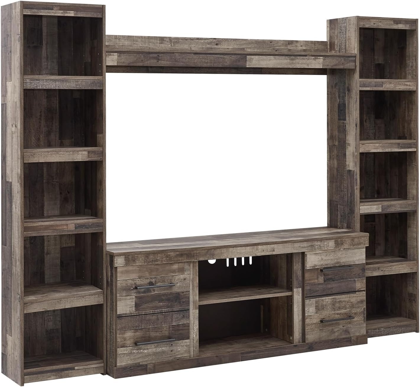 image:imageSignature Design by Ashley Derekson Farmhouse 4Piece Entertainment Center with Electric Fireplace for TVs up to 69 GrayMulti Gray
