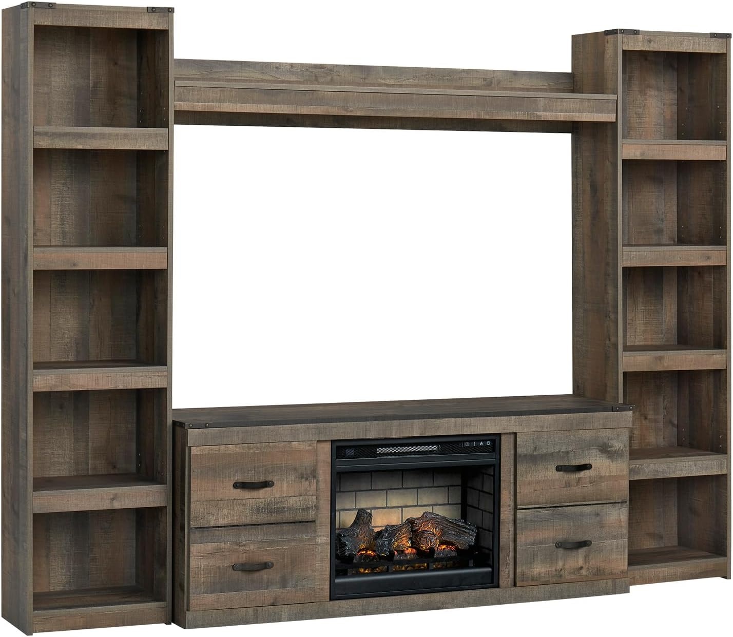 image:imageSignature Design by Ashley Derekson Farmhouse 4Piece Entertainment Center with Electric Fireplace for TVs up to 69 GrayMulti Gray