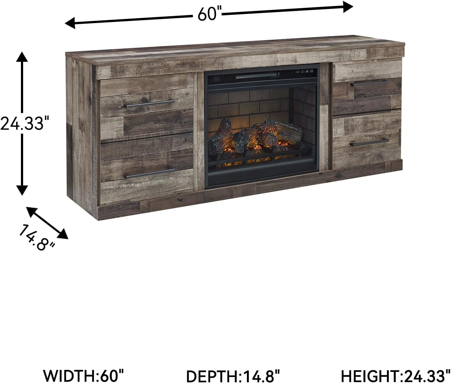 image:imageSignature Design by Ashley Derekson Farmhouse 4Piece Entertainment Center with Electric Fireplace for TVs up to 69 GrayMulti Gray