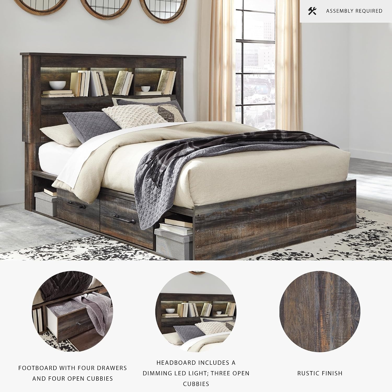image:imageSignature Design by Ashley Drystan Full Bookcase Bed with DrawersQueen