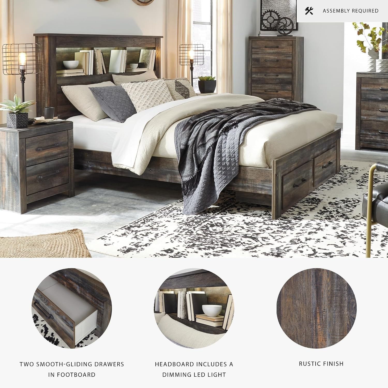image:imageSignature Design by Ashley Drystan Full Bookcase Bed with DrawersQueen