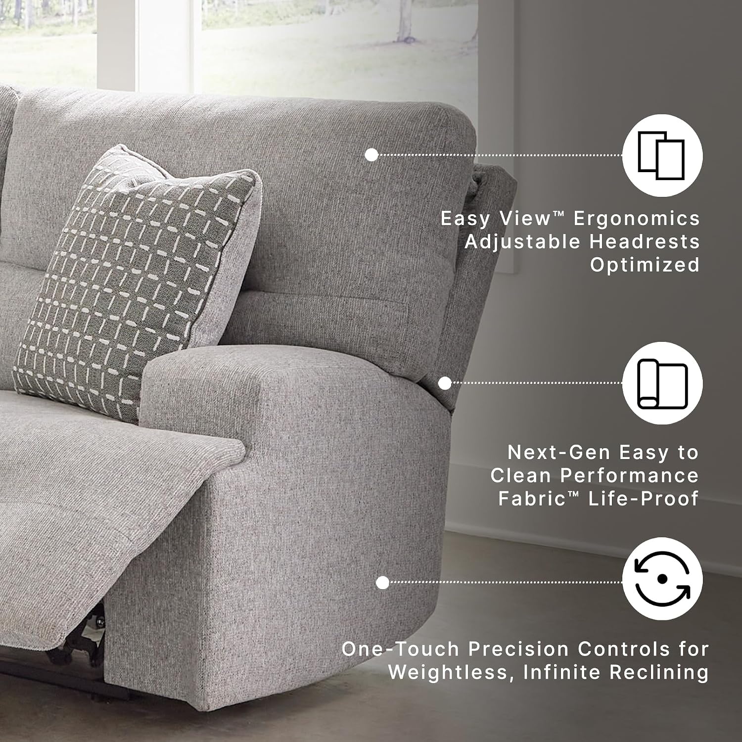 image:imageSignature Design by Ashley Acklen Place Stain Resistant Contemporary LeftArm Facing 3Piece Power Reclining Sectional Sofa with Chaise Adjustable Headrest USB PortsConsole and Cup Holders BluePewter