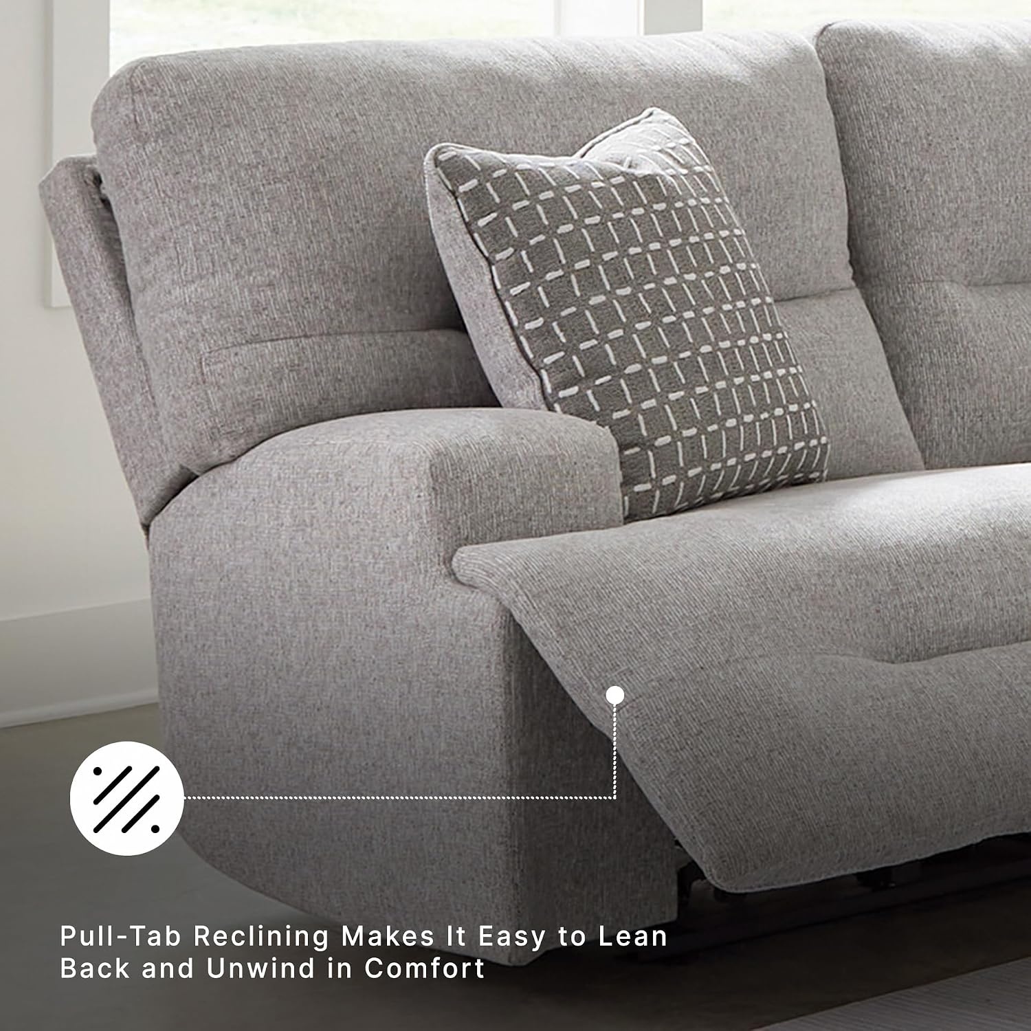 image:imageSignature Design by Ashley Acklen Place Stain Resistant Contemporary LeftArm Facing 3Piece Power Reclining Sectional Sofa with Chaise Adjustable Headrest USB PortsConsole and Cup Holders BluePewter