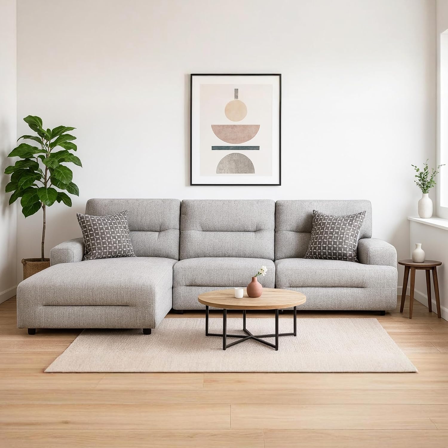 image:imageSignature Design by Ashley Acklen Place Stain Resistant Contemporary LeftArm Facing 3Piece Power Reclining Sectional Sofa with Chaise Adjustable Headrest USB PortsConsole and Cup Holders BluePewter