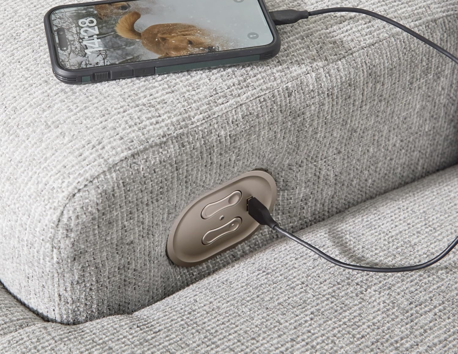 image:imageSignature Design by Ashley Acklen Place Stain Resistant Contemporary LeftArm Facing 3Piece Power Reclining Sectional Sofa with Chaise Adjustable Headrest USB PortsConsole and Cup Holders BluePewter
