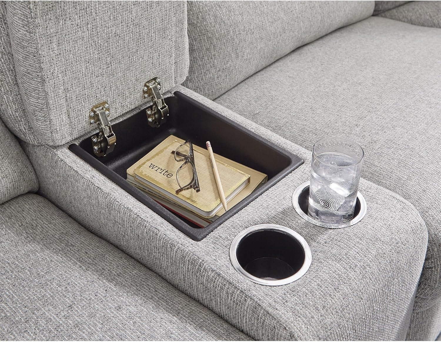 image:imageSignature Design by Ashley Acklen Place Stain Resistant Contemporary LeftArm Facing 3Piece Power Reclining Sectional Sofa with Chaise Adjustable Headrest USB PortsConsole and Cup Holders BluePewter