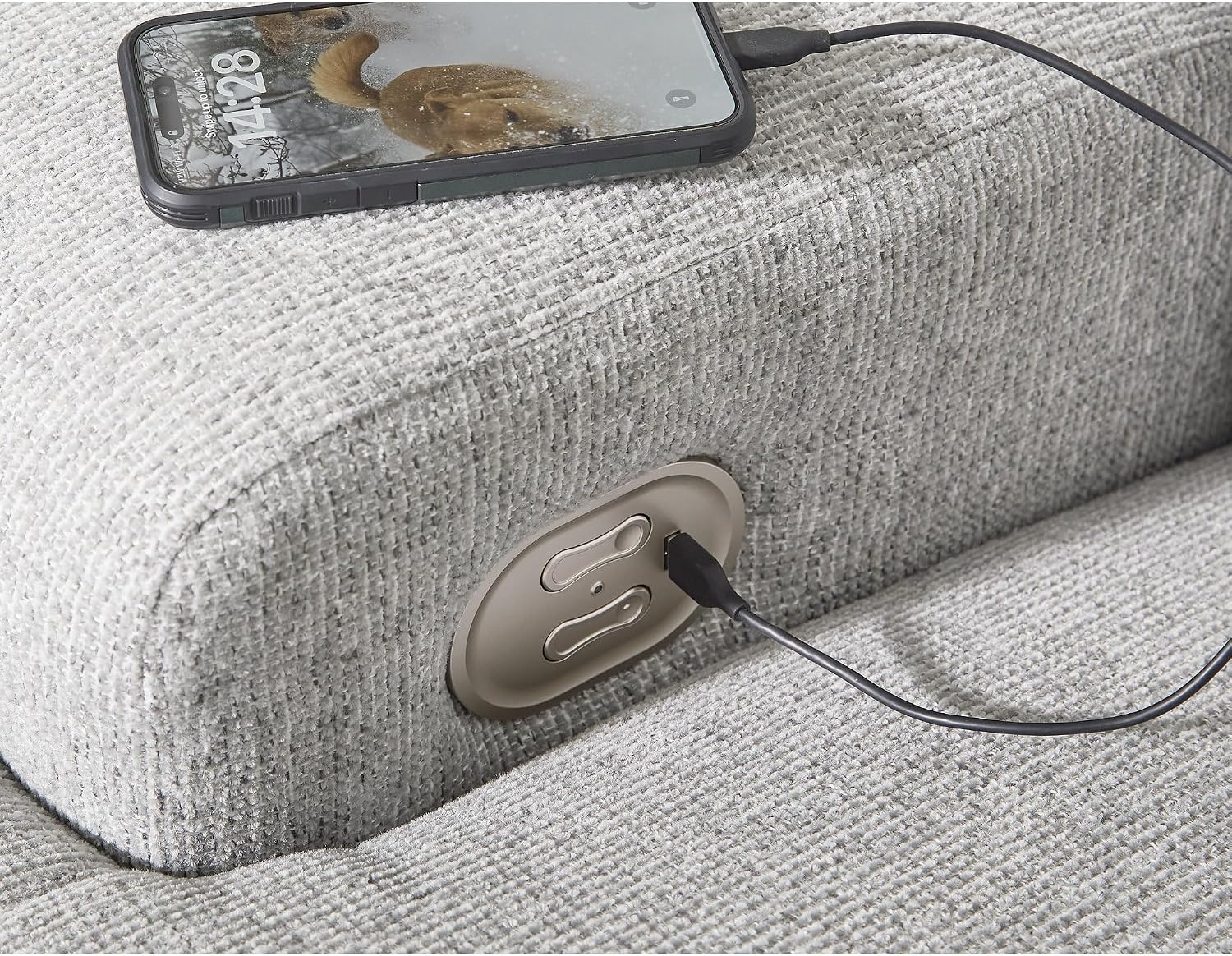 image:imageSignature Design by Ashley Acklen Place Stain Resistant Contemporary LeftArm Facing 3Piece Power Reclining Sectional Sofa with Chaise Adjustable Headrest USB PortsConsole and Cup Holders BluePewter