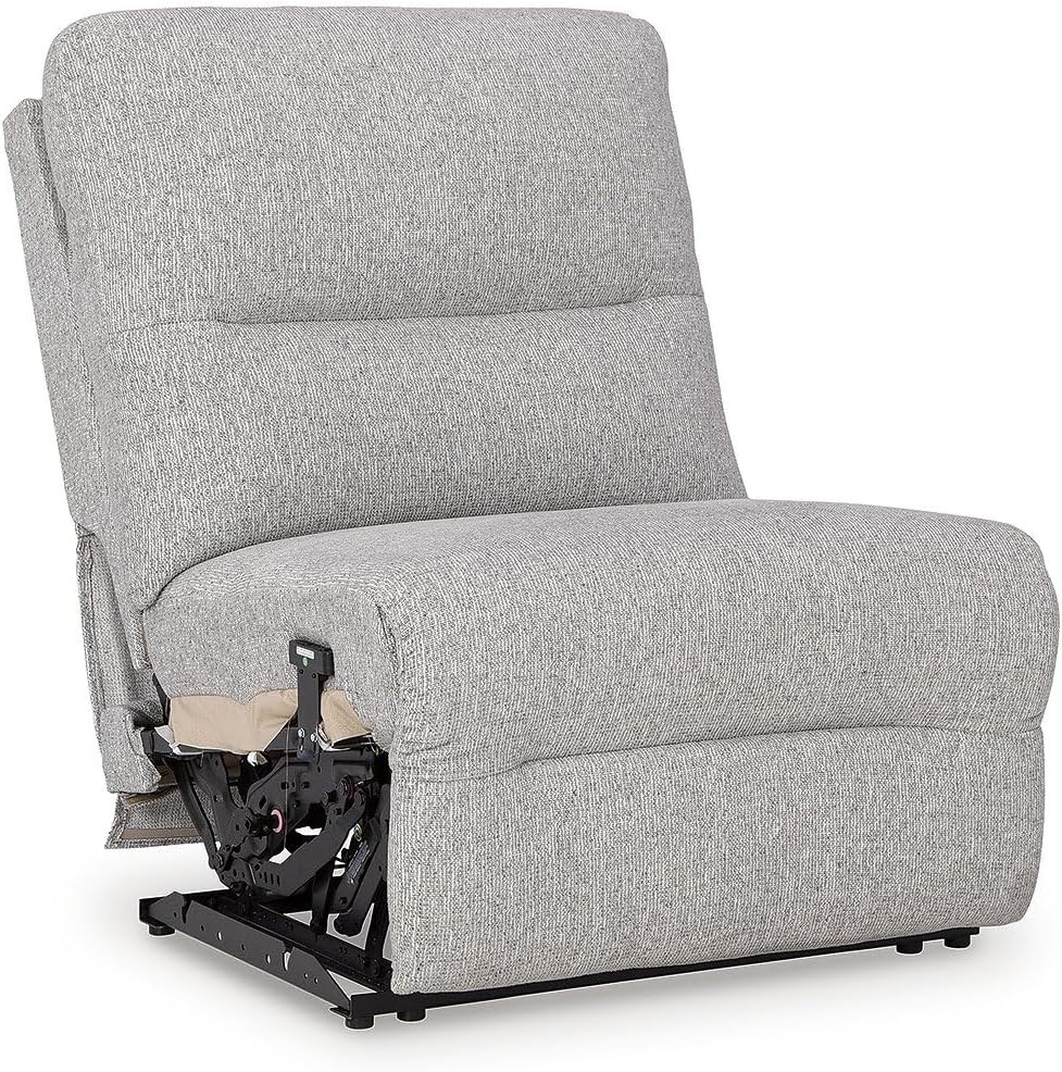 image:imageSignature Design by Ashley Acklen Place Stain Resistant Contemporary LeftArm Facing 3Piece Power Reclining Sectional Sofa with Chaise Adjustable Headrest USB PortsConsole and Cup Holders BluePewter