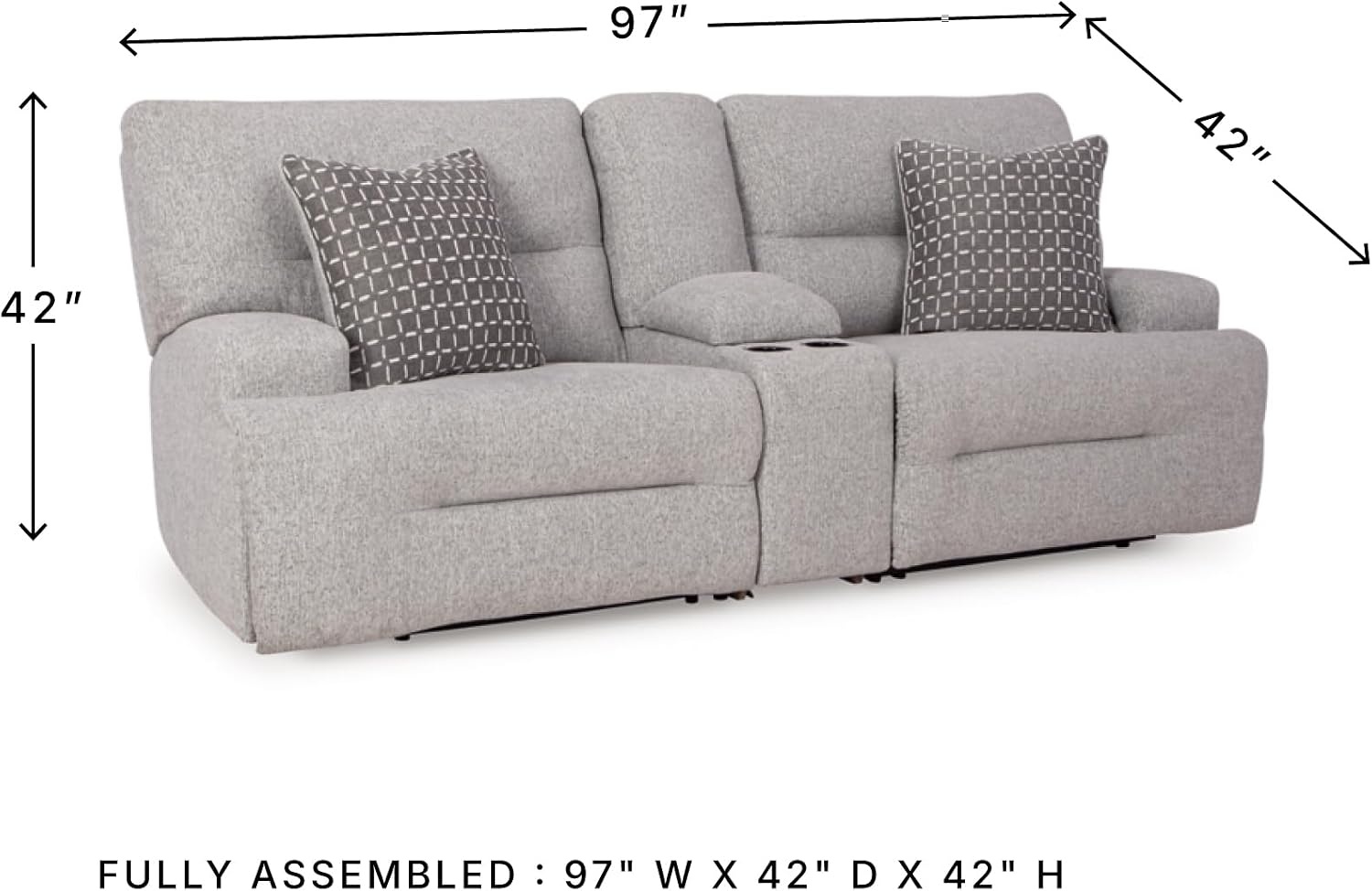 image:imageSignature Design by Ashley Acklen Place Stain Resistant Contemporary LeftArm Facing 3Piece Power Reclining Sectional Sofa with Chaise Adjustable Headrest USB PortsConsole and Cup Holders BluePewter