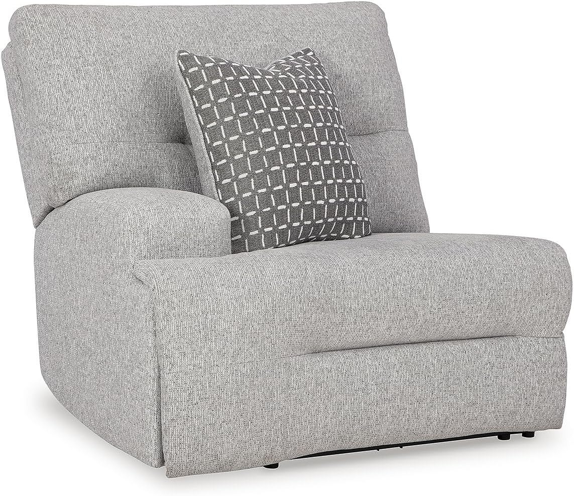 image:imageSignature Design by Ashley Acklen Place Stain Resistant Contemporary LeftArm Facing 3Piece Power Reclining Sectional Sofa with Chaise Adjustable Headrest USB PortsConsole and Cup Holders BluePewter
