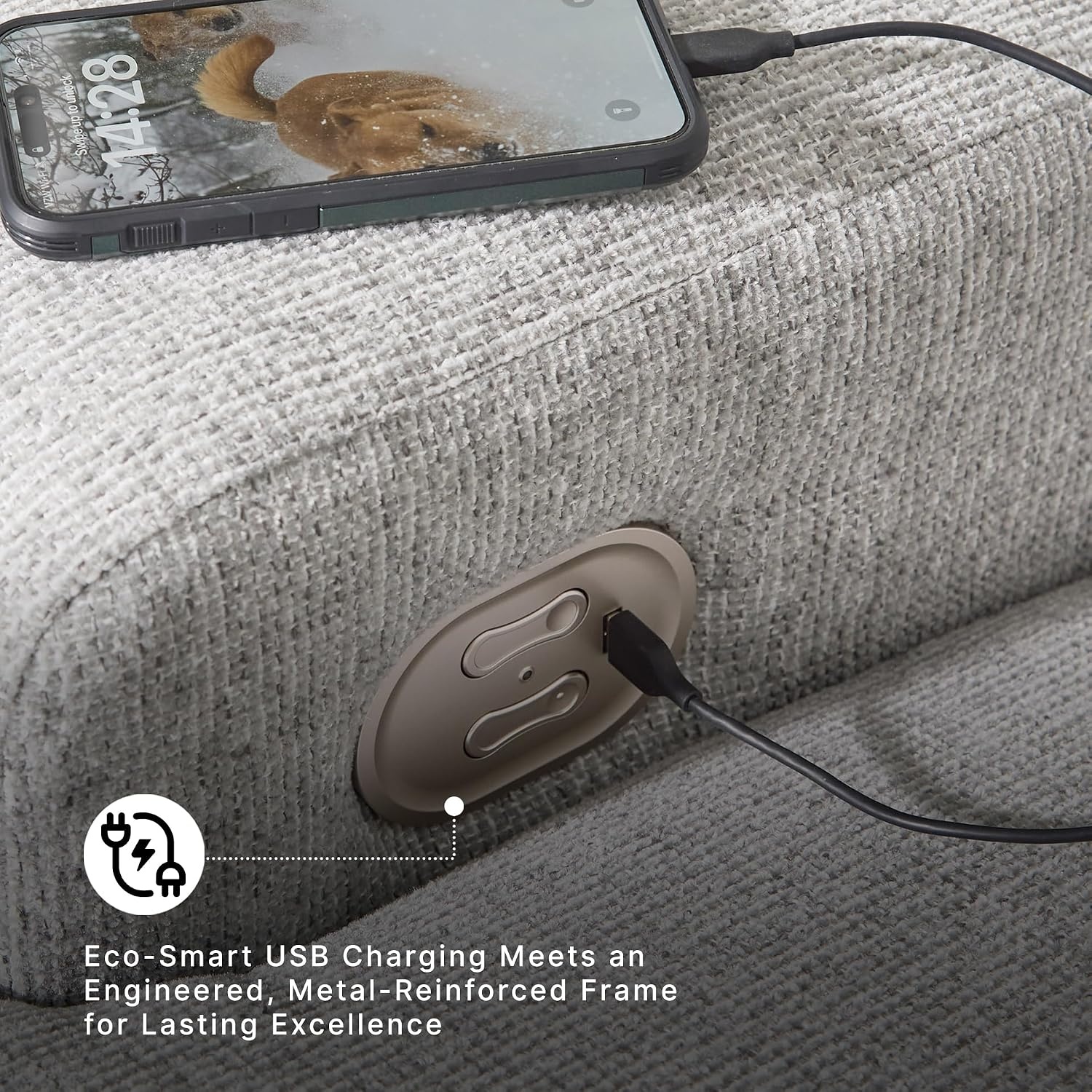 image:imageSignature Design by Ashley Acklen Place Stain Resistant Contemporary LeftArm Facing 3Piece Power Reclining Sectional Sofa with Chaise Adjustable Headrest USB PortsConsole and Cup Holders BluePewter