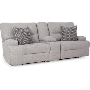 Signature Design by Ashley Acklen Place Stain Resistant Contemporary Left-Arm Facing 3-Piece Power Reclining Sectional Sofa with Chaise, Adjustable Headrest, USB Ports,Console and Cup Holders, Blue(Pewter)