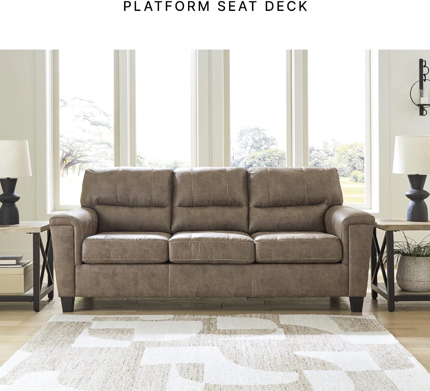image:imageSignature Design by Ashley Navi Faux Leather 3Seater Sofa Fossil