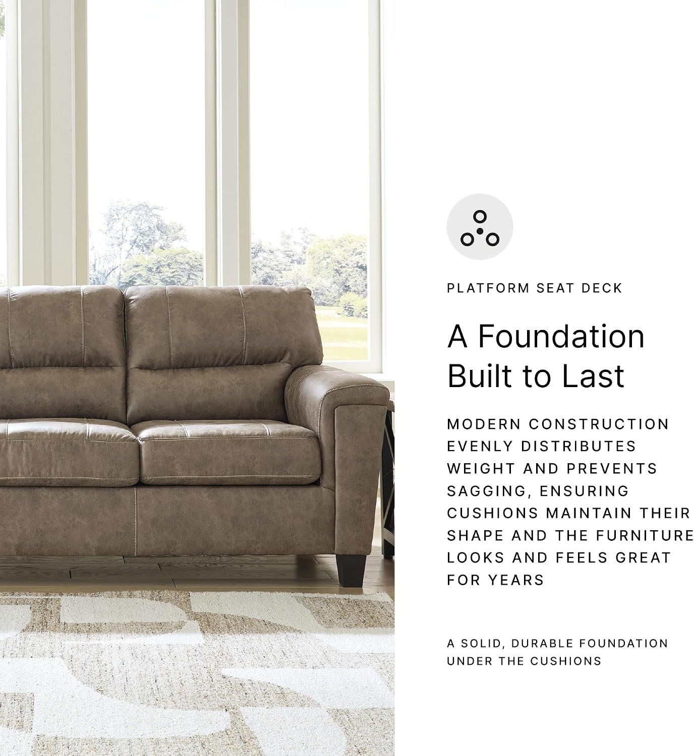 image:imageSignature Design by Ashley Navi Faux Leather 3Seater Sofa Fossil