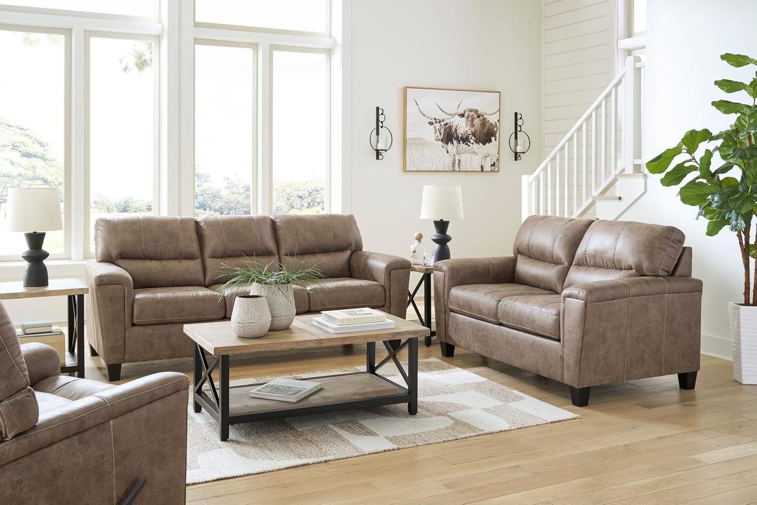 image:imageSignature Design by Ashley Navi Faux Leather 3Seater Sofa Fossil