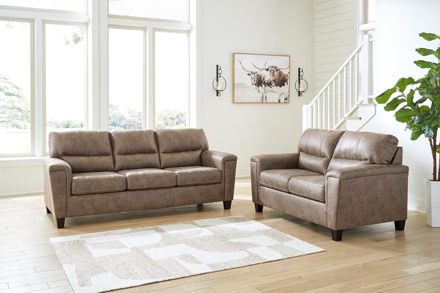 image:imageSignature Design by Ashley Navi Faux Leather 3Seater Sofa Fossil