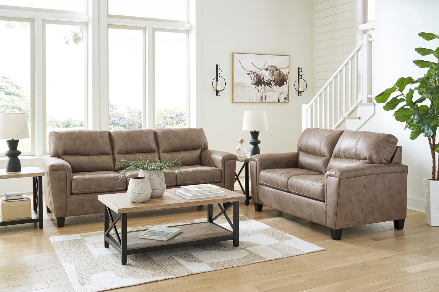 image:imageSignature Design by Ashley Navi Faux Leather 3Seater Sofa Fossil