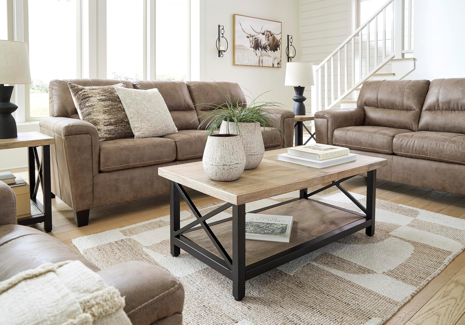 image:imageSignature Design by Ashley Navi Faux Leather 3Seater Sofa Fossil