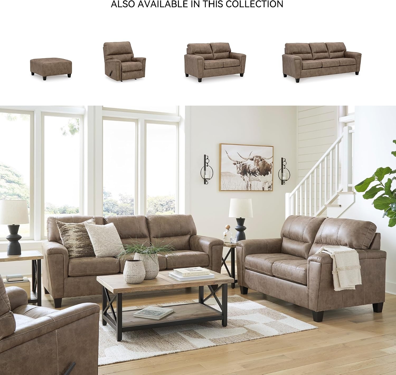 image:imageSignature Design by Ashley Navi Faux Leather 3Seater Sofa Fossil