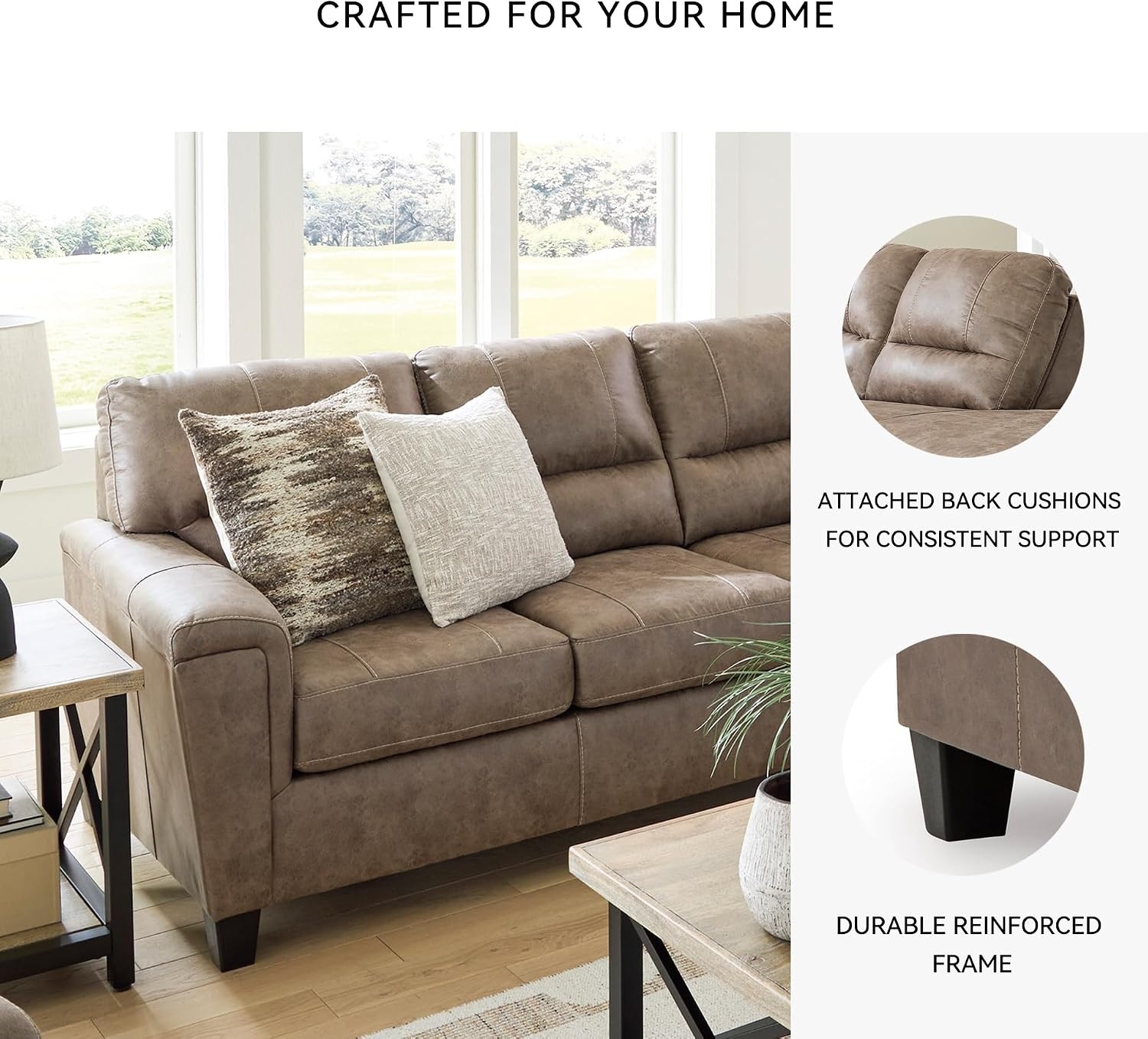 image:imageSignature Design by Ashley Navi Faux Leather 3Seater Sofa Fossil