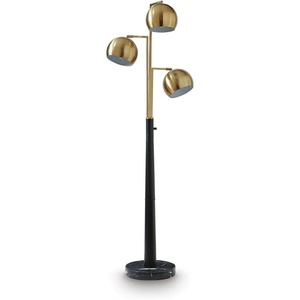 Signature Design by Ashley Industrial Gold Floor Lamp, Black