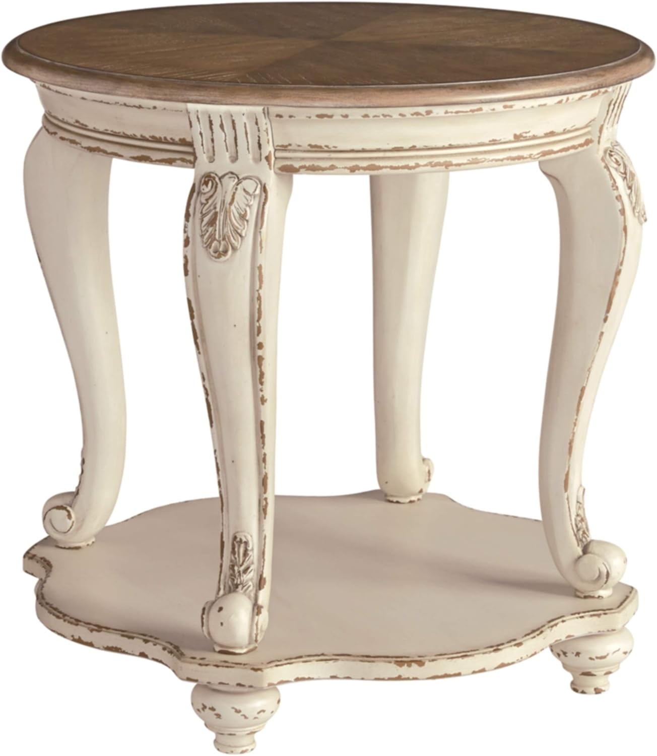 image:imageSignature Design by Ashley Realyn French Country 7 Drawer Two Tone Dresser Chipped White and Round End Table Bundle