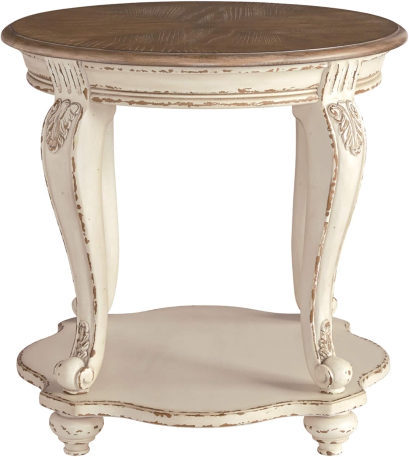 image:imageSignature Design by Ashley Realyn French Country 7 Drawer Two Tone Dresser Chipped White and Round End Table Bundle