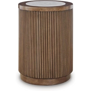 Signature Design by Ashley Grayman Modern End Table with Faux Marble Pattern, Black & White(Brown)
